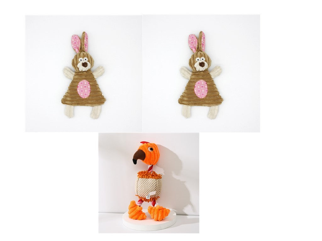 Donkey-Shaped Corduroy Dog Toy Chew Squeaky Plush Puppy Toy