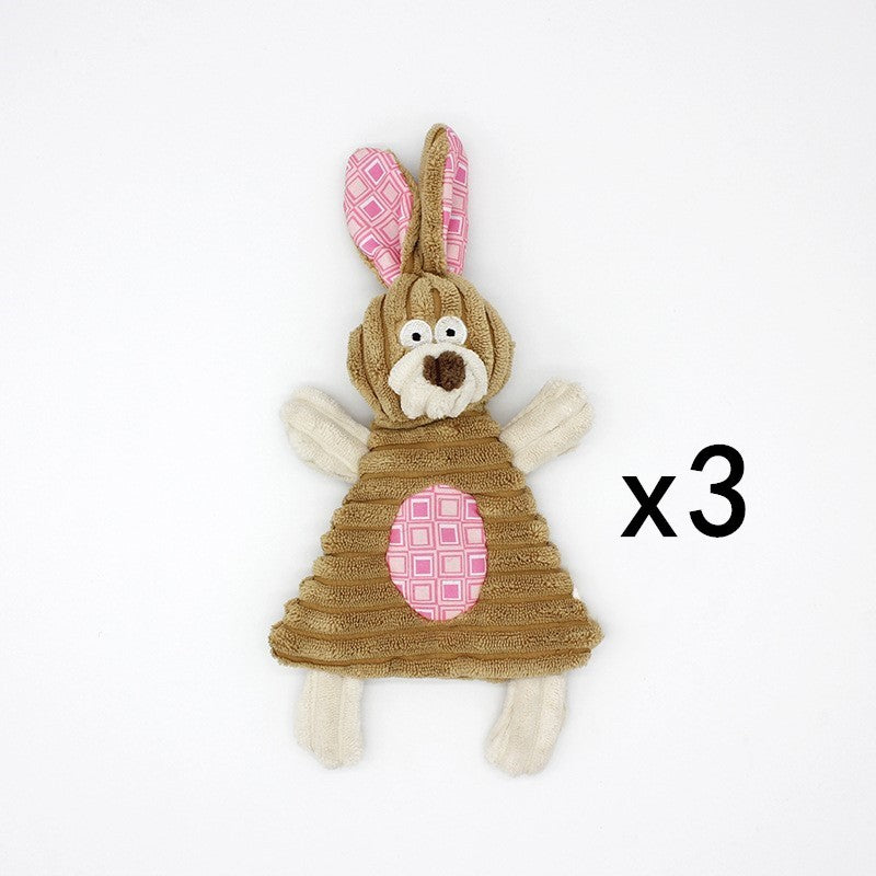 Donkey-Shaped Corduroy Dog Toy Chew Squeaky Plush Puppy Toy