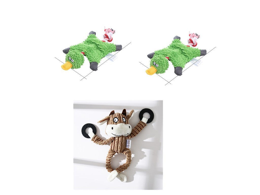 Donkey-Shaped Corduroy Dog Toy Chew Squeaky Plush Puppy Toy