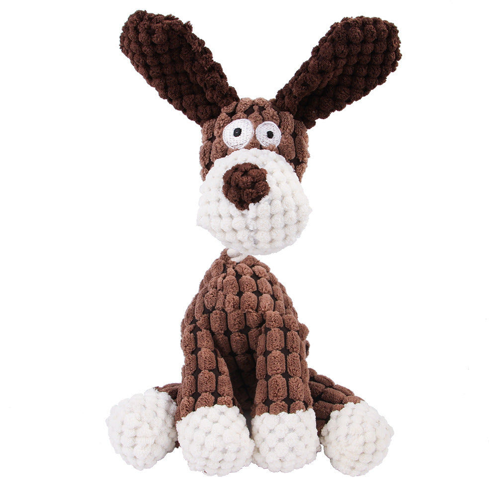 Donkey-Shaped Corduroy Dog Toy Chew Squeaky Plush Puppy Toy