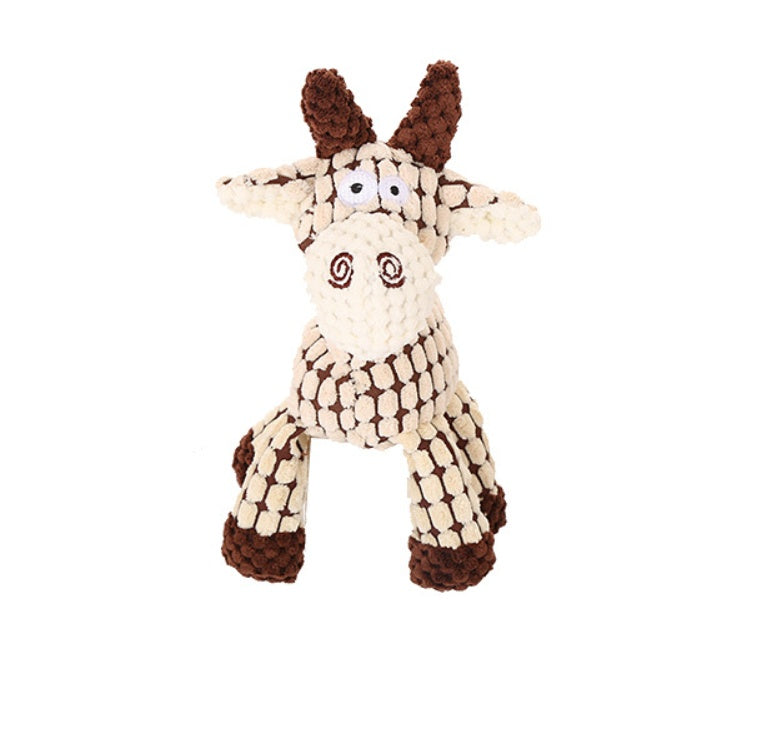Donkey-Shaped Corduroy Dog Toy Chew Squeaky Plush Puppy Toy