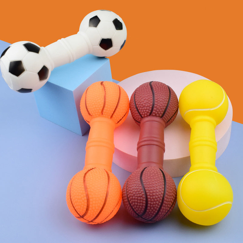 Durable Football Dumbbell Squeaky Dog Toy Chew Training Fun