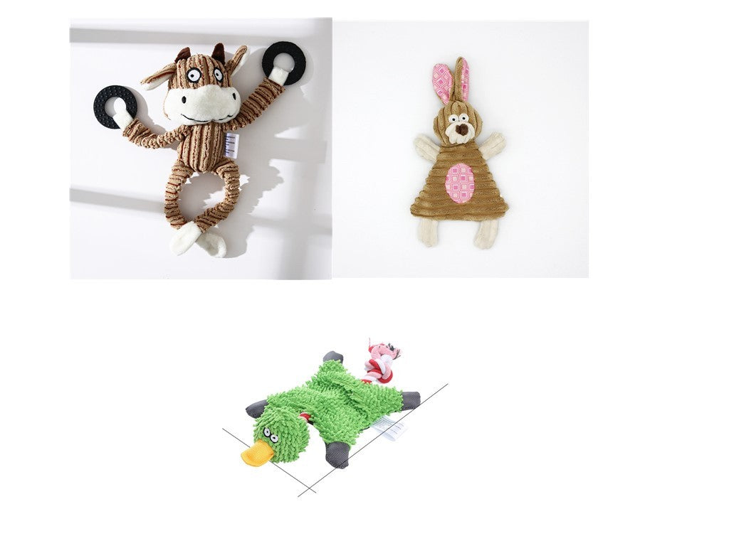 Donkey-Shaped Corduroy Dog Toy Chew Squeaky Plush Puppy Toy