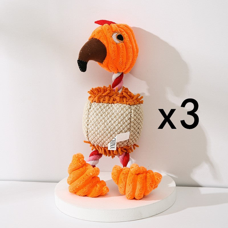 Donkey-Shaped Corduroy Dog Toy Chew Squeaky Plush Puppy Toy