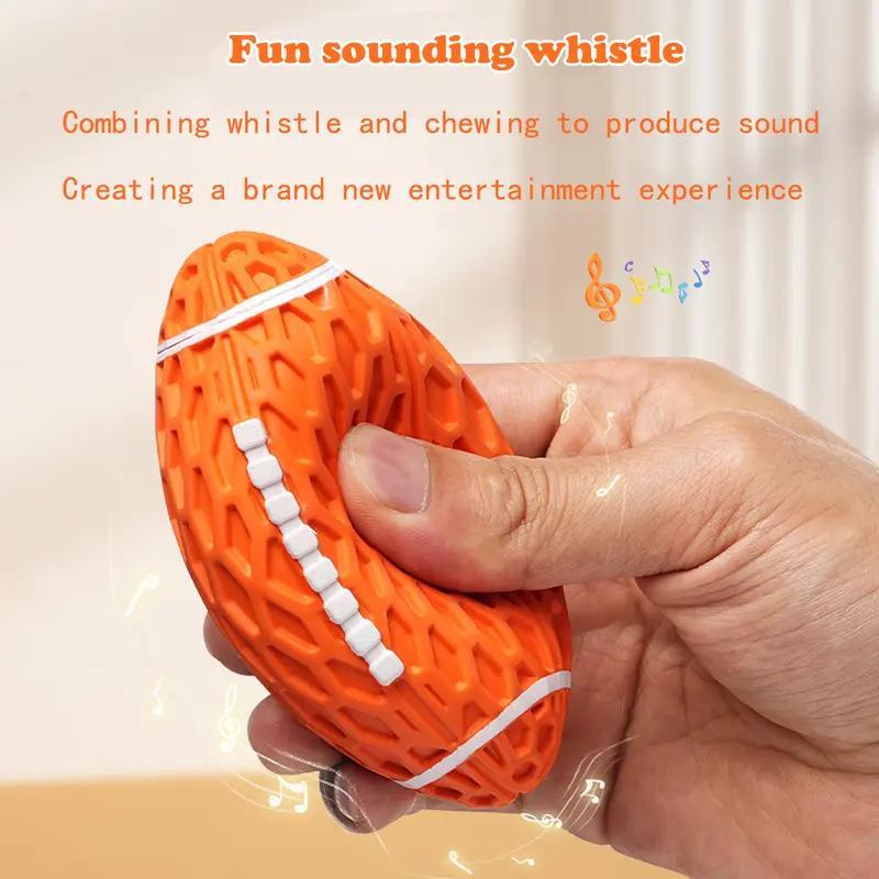 Durable Rubber Dog Toy Chew-Resistant Interactive Squeaky Football Toy