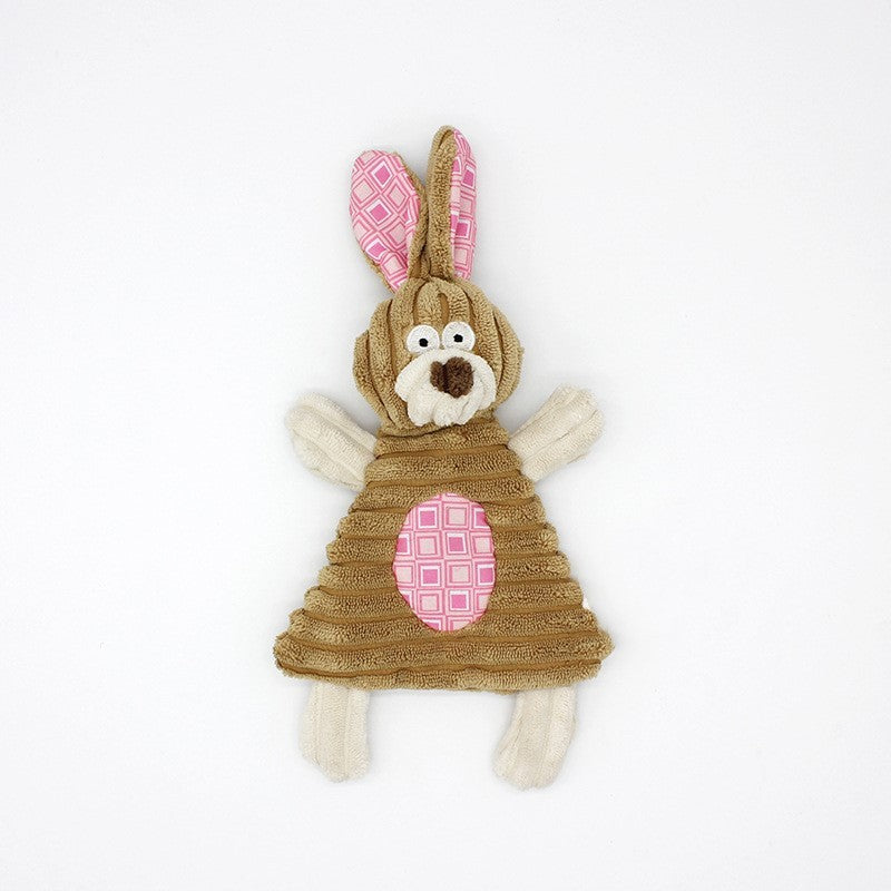 Donkey-Shaped Corduroy Dog Toy Chew Squeaky Plush Puppy Toy