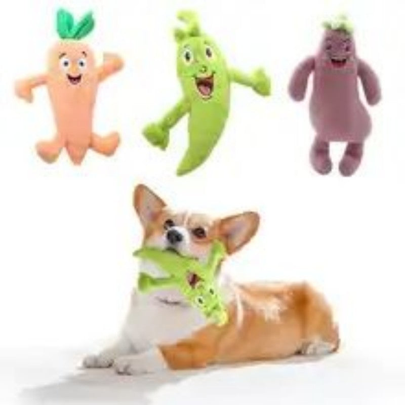Plush Soft Dog Toy Vegetable Squeaky Chew Medium Large Pet