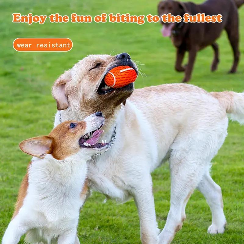 Durable Rubber Dog Toy Chew-Resistant Interactive Squeaky Football Toy