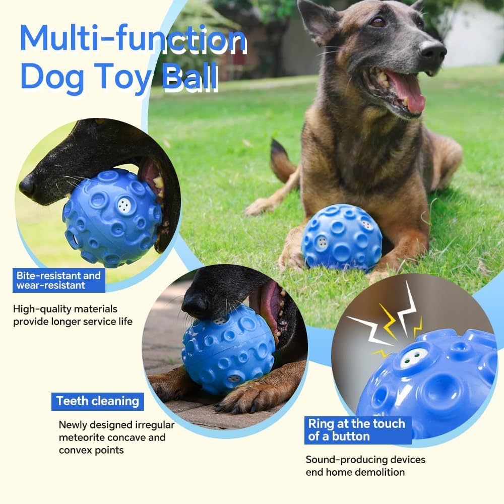 Durable Squeaky Dog Ball Toy Chew Interactive Anxiety Relief Toy