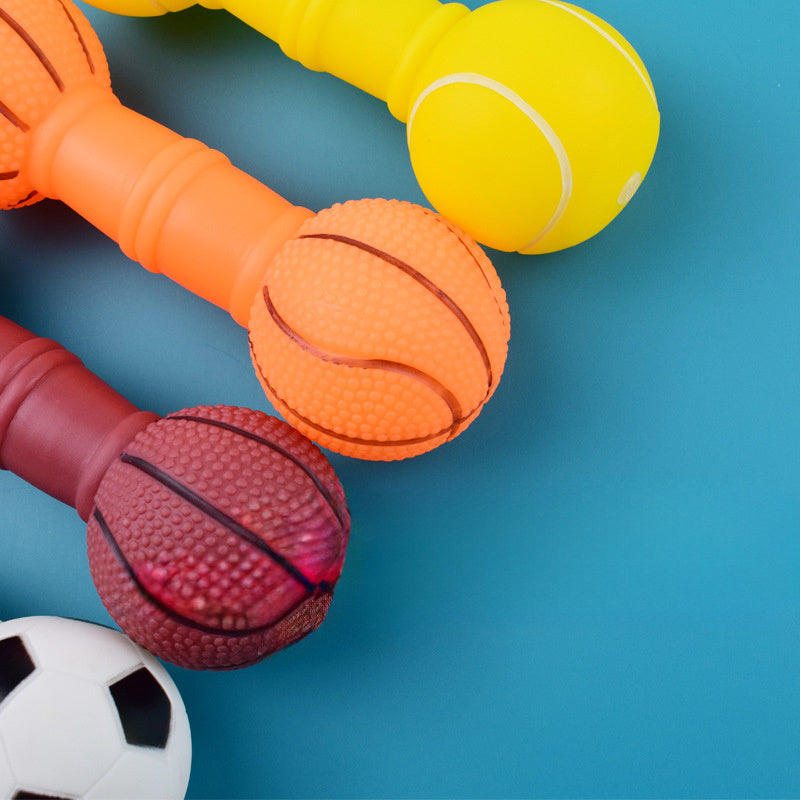 Durable Football Dumbbell Squeaky Dog Toy Chew Training Fun