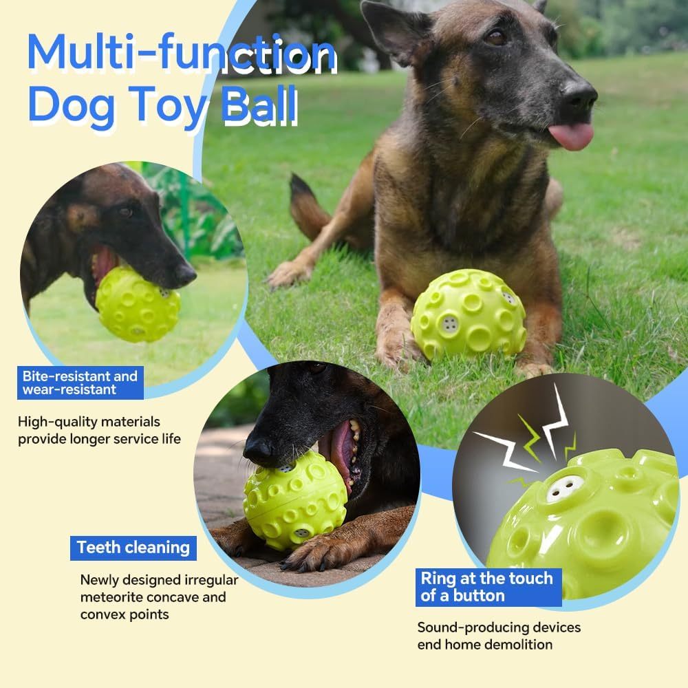 Durable Squeaky Dog Ball Toy Chew Interactive Anxiety Relief Toy