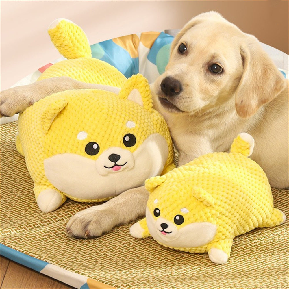 Calming Plush Dog Toy Squeaky Chew Pillow for Puppies