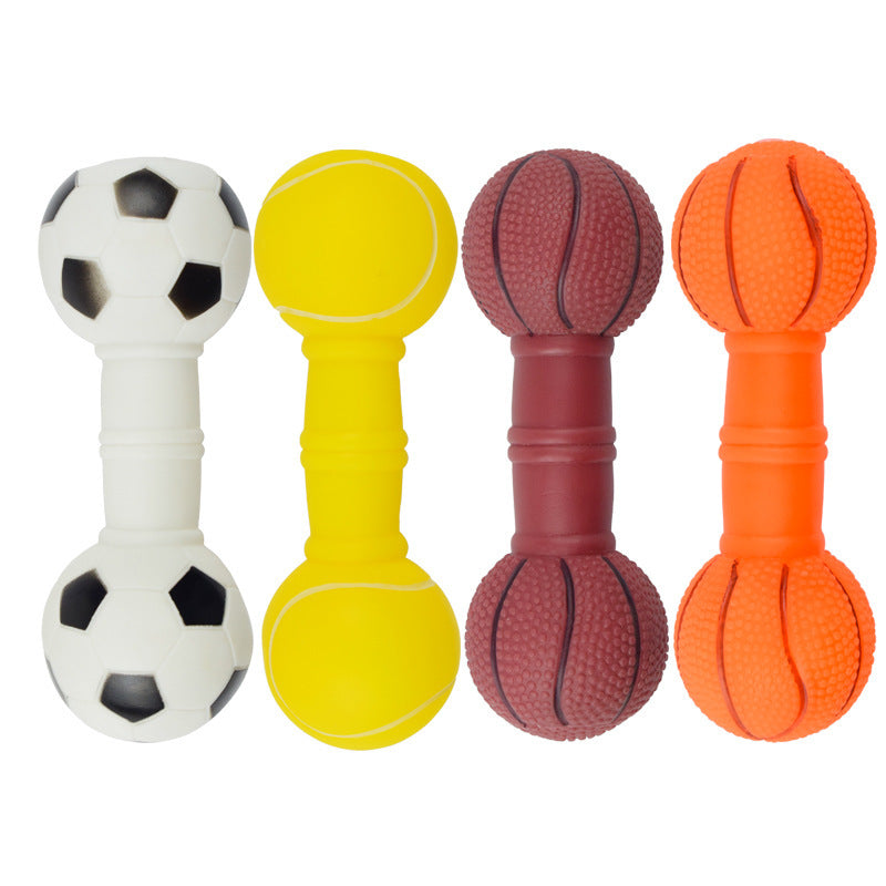 Durable Football Dumbbell Squeaky Dog Toy Chew Training Fun